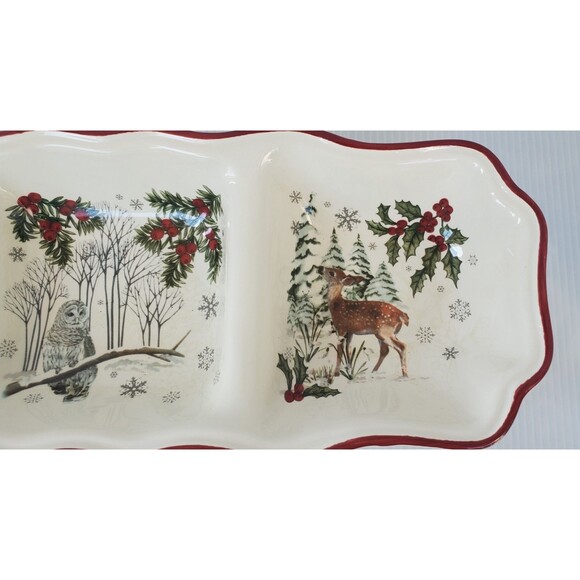 Better Homes & Gardens Heritage Christmas Collection 3 Section Serving Tray Dish - Picture 3 of 10